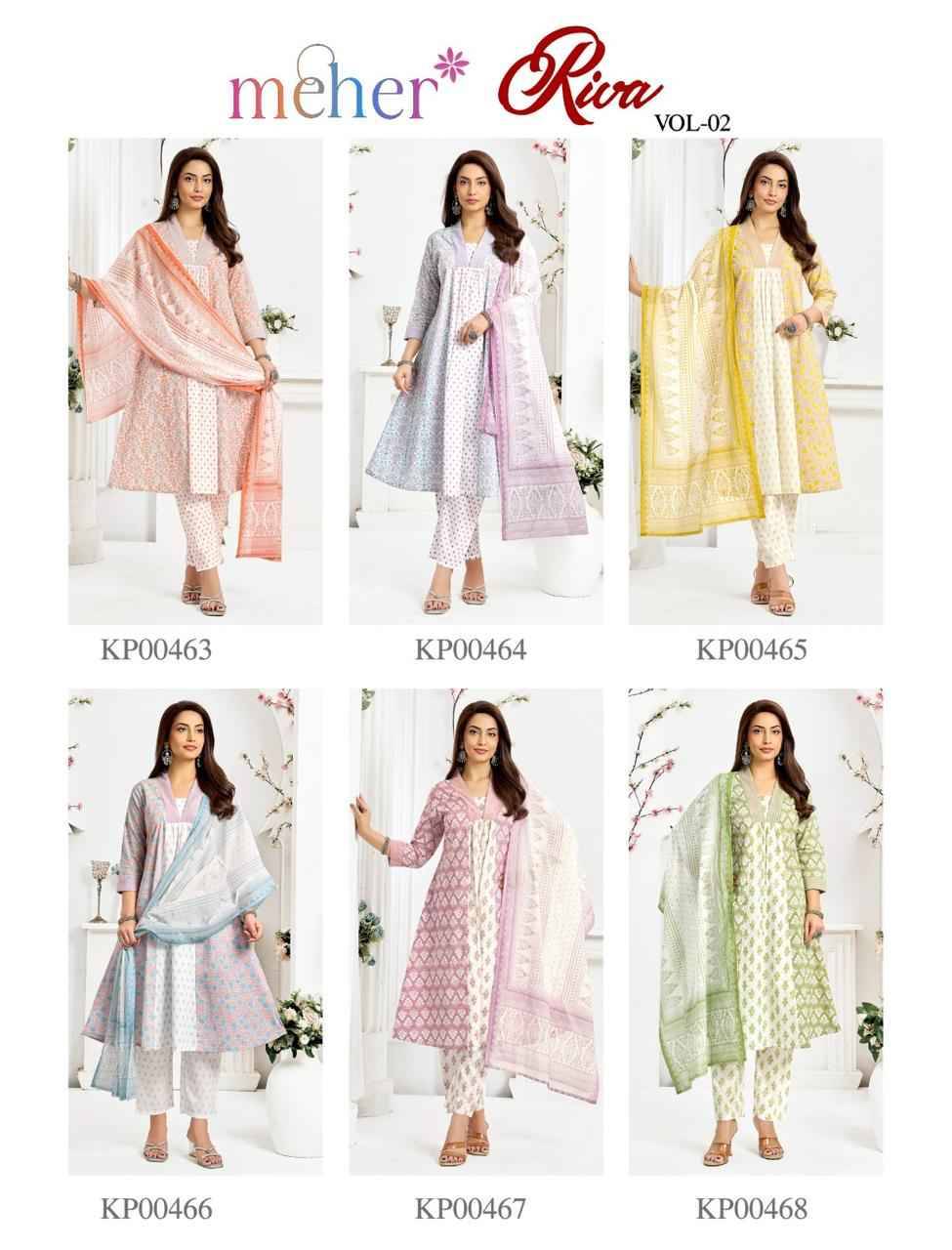 RIVA VOL. 2 By Meher 463 To 468 Series Stylish Fancy Colorful party weat dresses At Wholesale Price